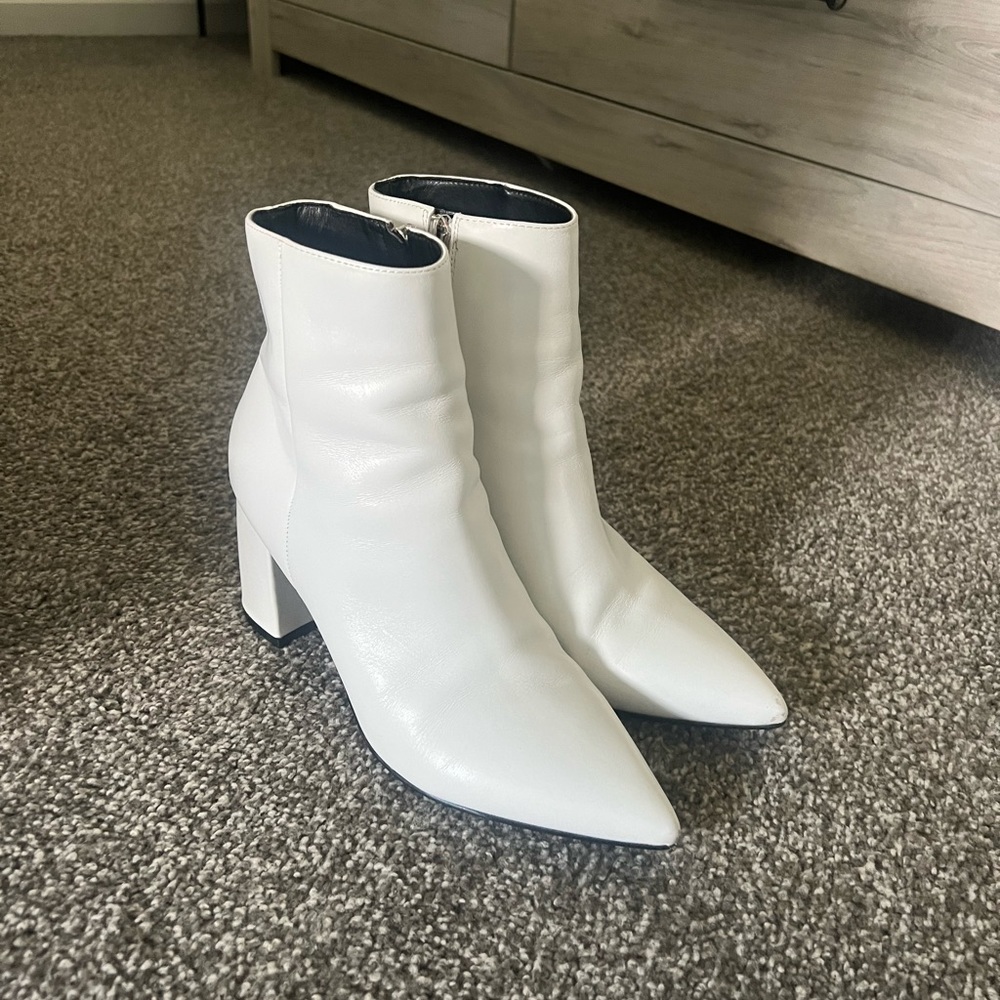Marc Fisher White Pointed Toe Ankle Boots